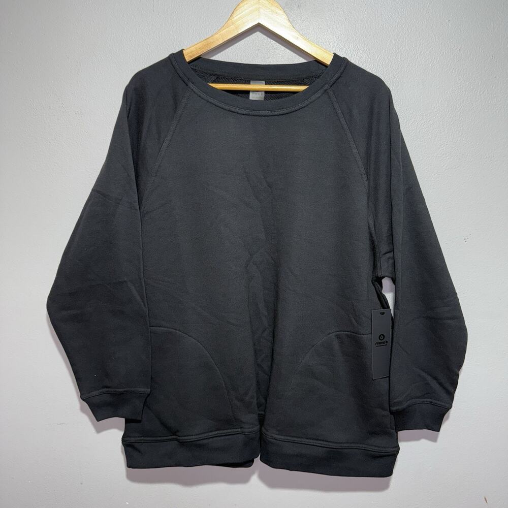 Mono B Sweatshirt Women’s 2X/3X Black Long Sleeve Cotton Blend Pocket Pullover